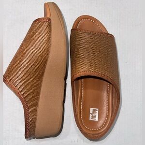 Fit Flop Nova Wedge Bohemian Sandal Fall Leather Brown Sz 7 Comfy Outdoor